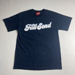 Nelk Boys Full Send Retro Groovy Logo Spellout T-Shirt Mens Sz S Blue